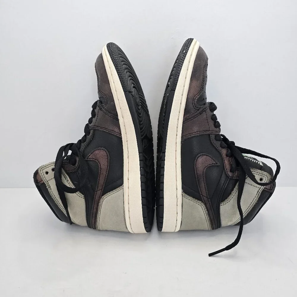 Air Jordan | 1 Retro 'Patina' black leather sporty hi-top sneakers | WMS 5.5 - Picture 5 of 8